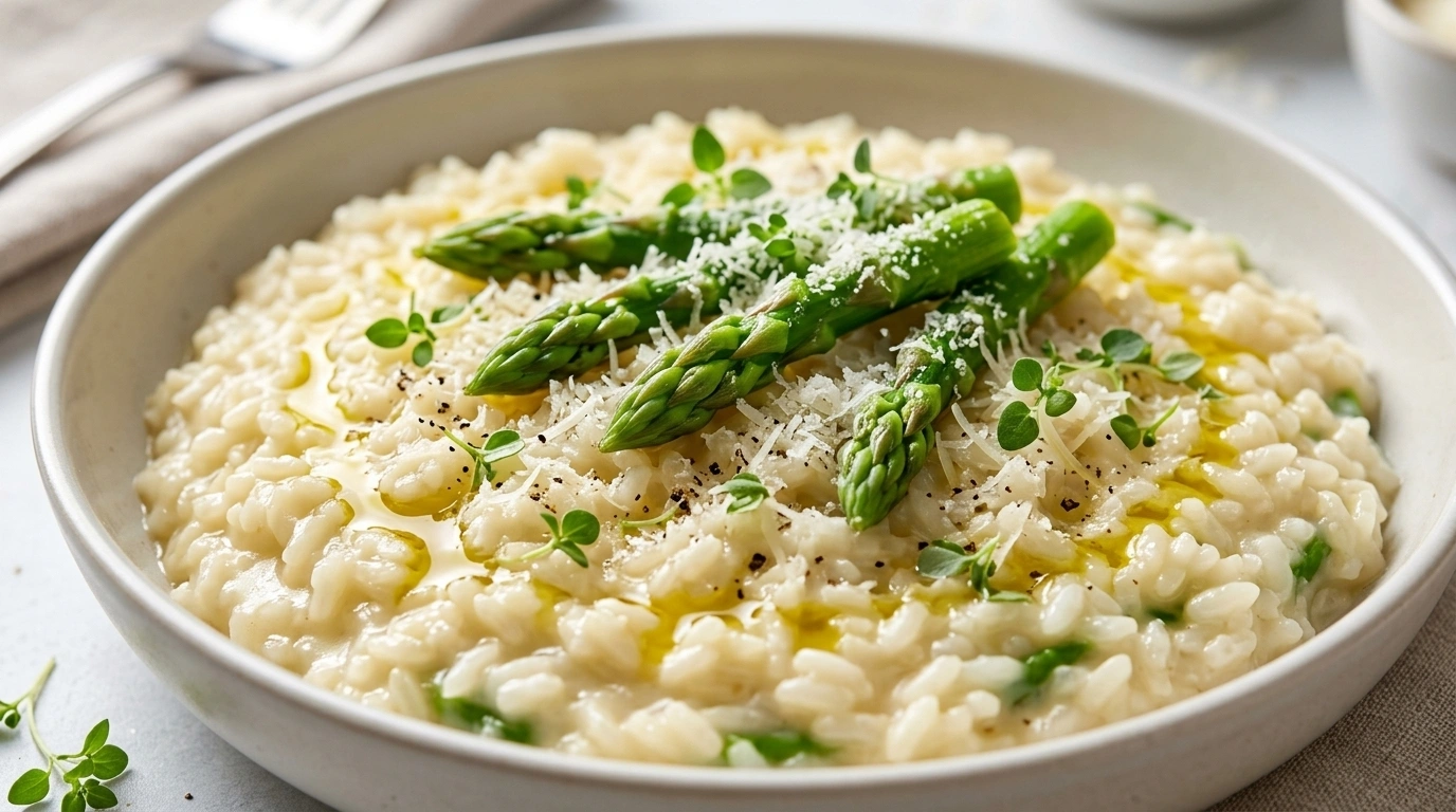 Vegetarisk Risotto med sparris och citron